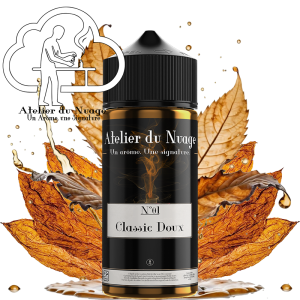 N°1-120ml, classic doux, classic blond visuel représentant la fiole et en arrière plan, ces arômes