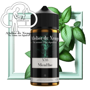 N°5-120ml, menthe verte,visuel représentant la fiole et en arrière plan, ces arômes